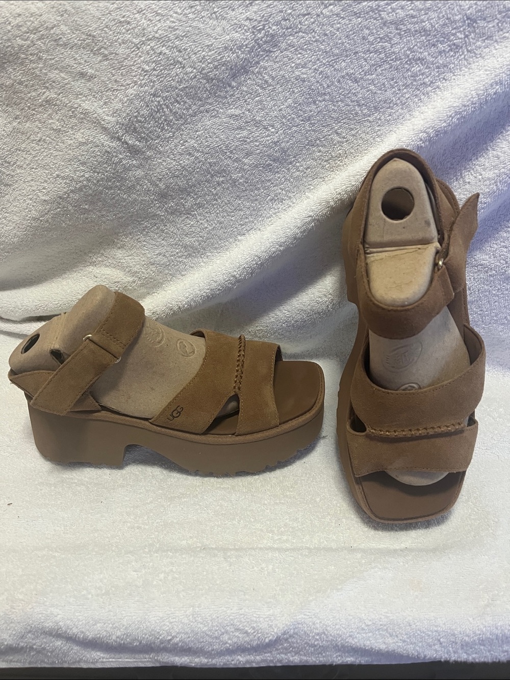 UGG Women's New Heights Tan Suede Platform Sandals